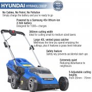 Hyundai HYM40LI380P 38cm / 15" - 40V Cordless Roller Lawn Mower with Battery & Charger